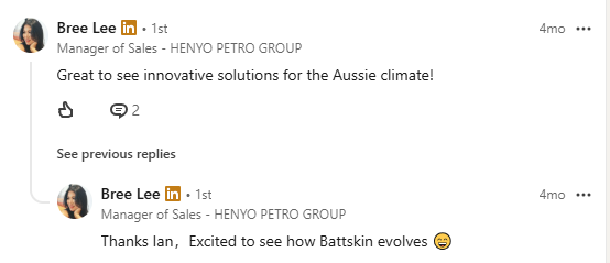 Battskin LinkedIn Testimonial