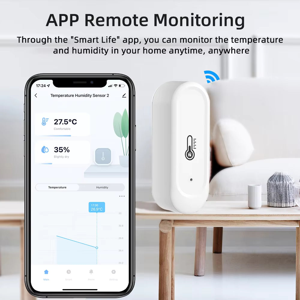 Tuya WiFi/Zigbee Smart Temperature Humidity Sensor Outdoor IP65 Waterproof APP Remote Monitoring Works With Alexa Google Home