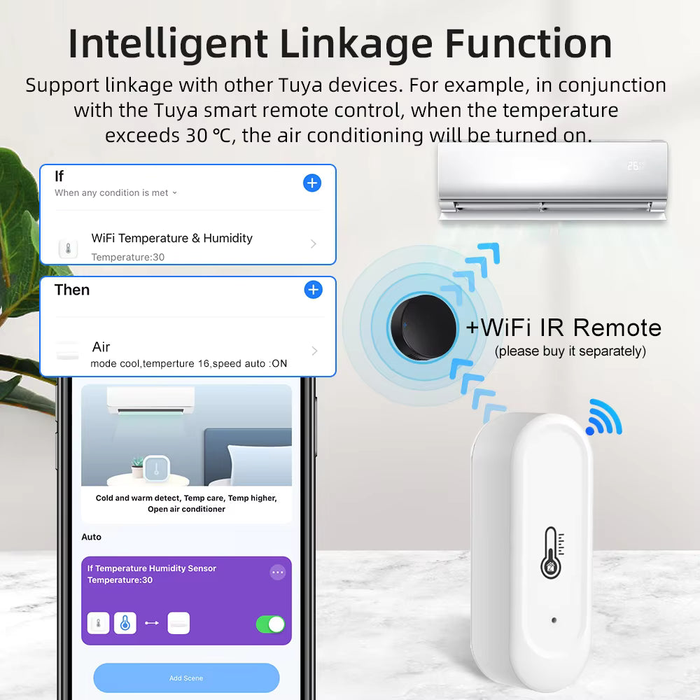 Tuya WiFi/Zigbee Smart Temperature Humidity Sensor Outdoor IP65 Waterproof APP Remote Monitoring Works With Alexa Google Home